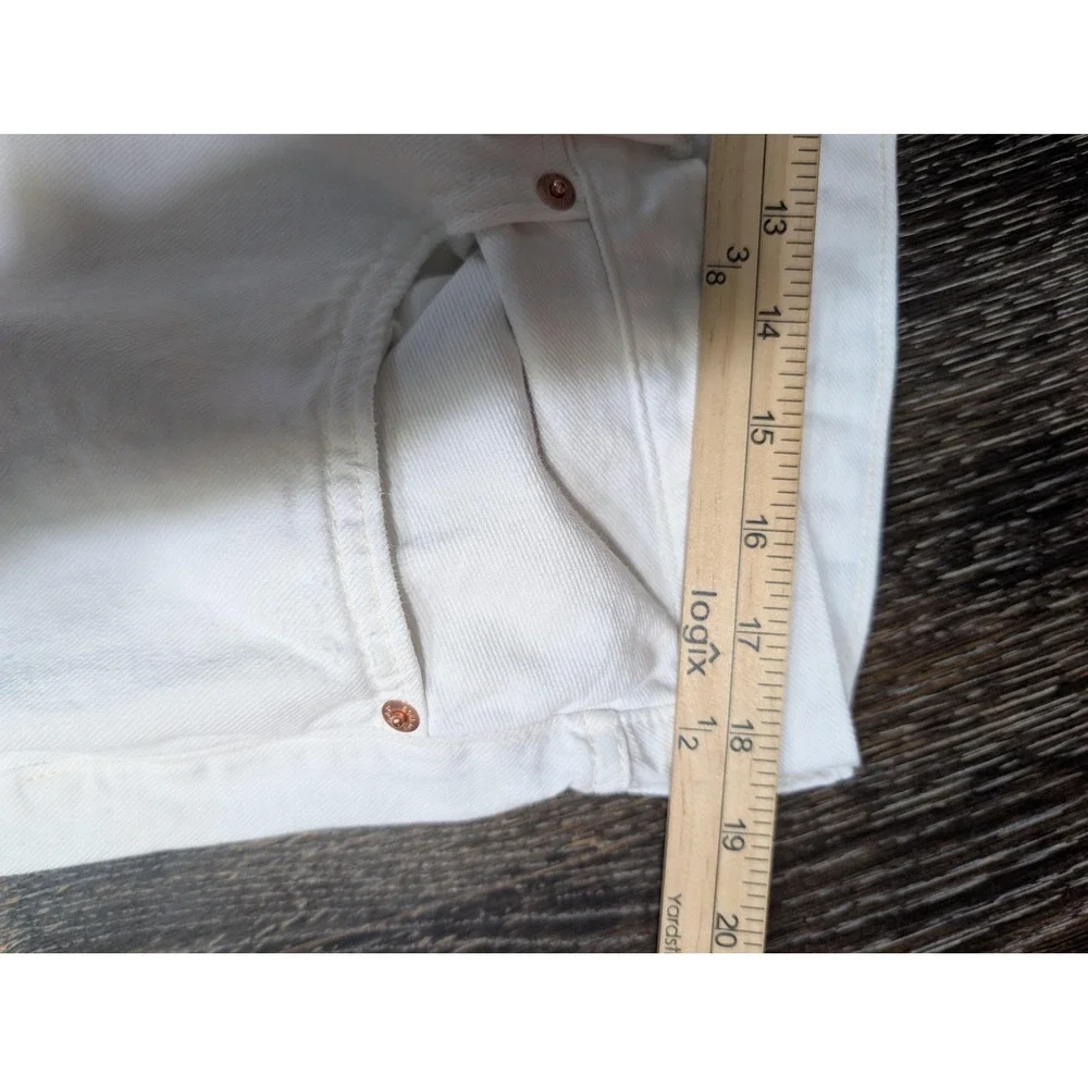 Gap Jeans‎ Mens 33 White Distressed Straight Leg Raw Hem Denim Short Inseam